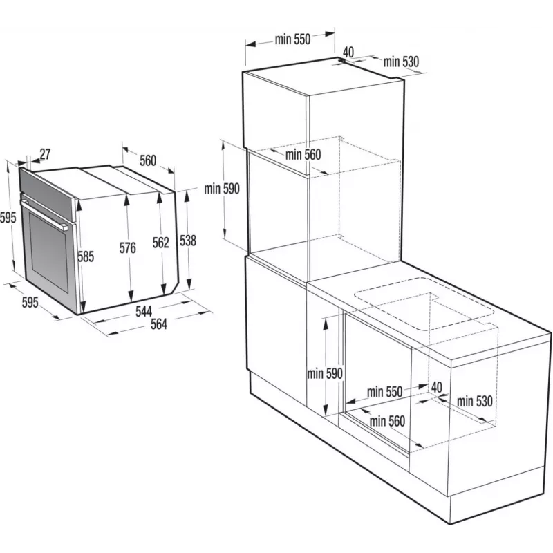 Gorenje BO3CO4L02 1 BOS67371CLB PL_ILCL, suur, elektriahi, 77 L, 2300 W