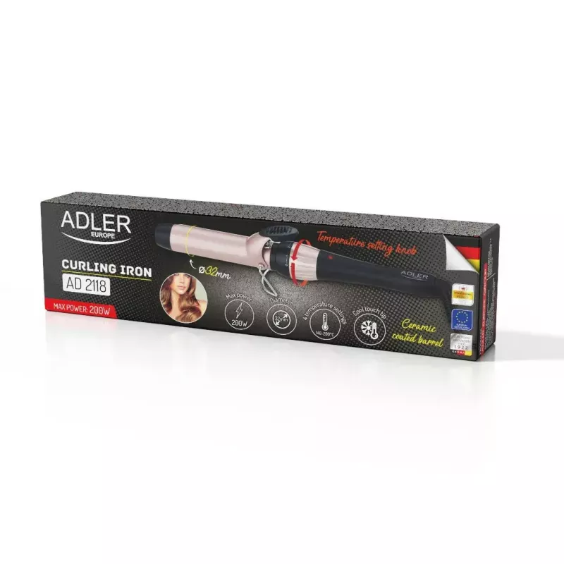 Lokirull Adler AD 2118 — 32 mm keraamiline tünn, PTC keraamiline küttekeha, 140–200°C, 56 W