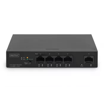 DIGITUS PoE-lüliti 4+1 pordiga Ethernet Haldamata 4 pordiga PoE,