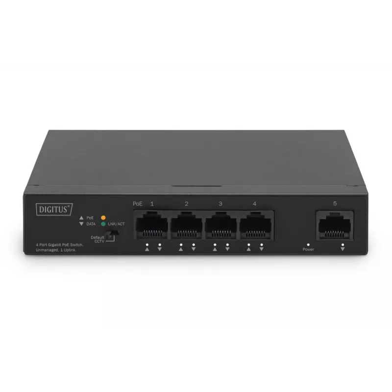 DIGITUS PoE-lüliti 4+1 pordiga Ethernet Haldamata 4 pordiga PoE,
