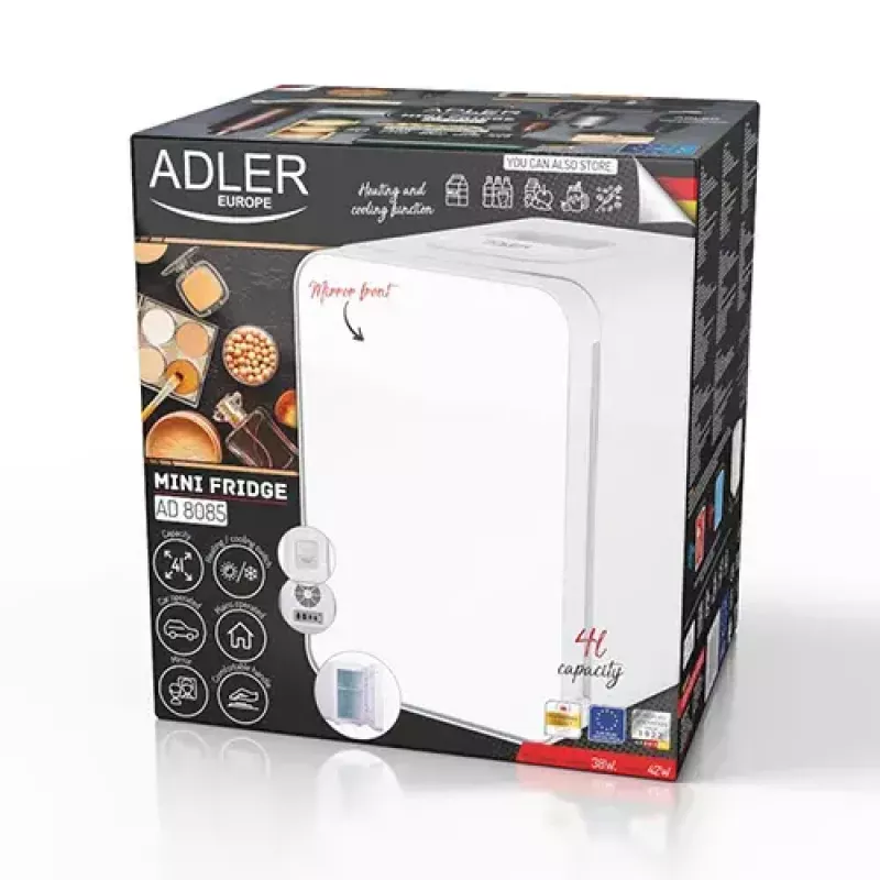 Eraldiseisev minikülmik Adler AD 8085, 4 L, parempoolne hing, peegeluks, 220–240V/12V
