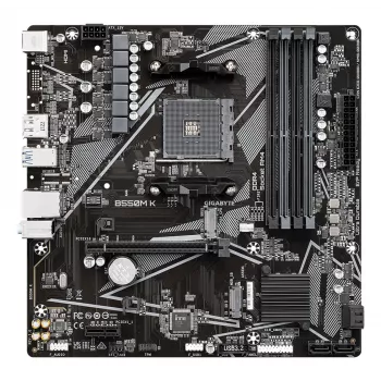 GIGABYTE B550M K emaplaat - AMD Ryzen 5000 protsessorid, kuni 4733MHz DDR4, 1xPCIe 4.0 + 1xPCIe 3.0 M.2, 1GbE LAN, USB 3.2 Gen 1