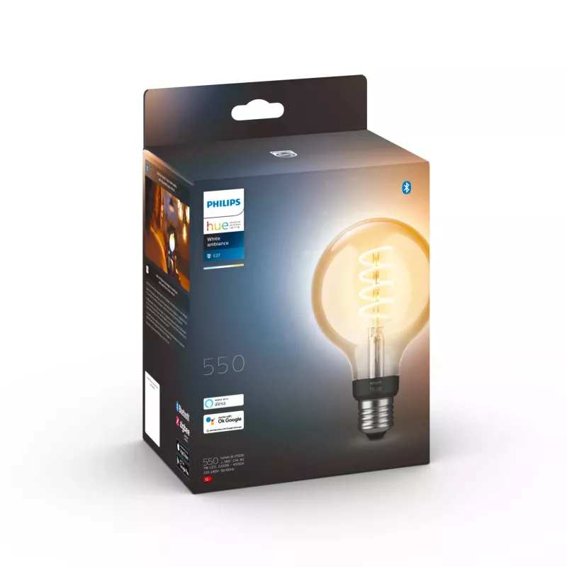 Nutipirn Philips G93 gloobus E27 — LED 7 W, Bluetooth ja Zigbee, 95×150 mm