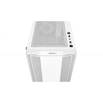Arvuti korpus DeepCool CC360 WH ARGB Mini Tower Valge — Micro‑ATX/Mini‑ITX, karastatud klaas, 2x 3,5 tolli + 3x 2,5 tolli, 2x eesmine 120 mm ventilaator