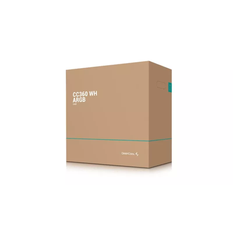 Arvuti korpus DeepCool CC360 WH ARGB Mini Tower Valge — Micro‑ATX/Mini‑ITX, karastatud klaas, 2x 3,5 tolli + 3x 2,5 tolli, 2x eesmine 120 mm ventilaator