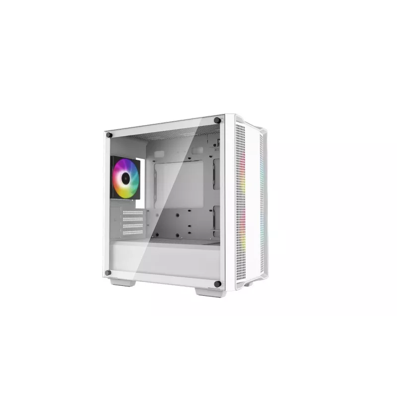 Arvuti korpus DeepCool CC360 WH ARGB Mini Tower Valge — Micro‑ATX/Mini‑ITX, karastatud klaas, 2x 3,5 tolli + 3x 2,5 tolli, 2x eesmine 120 mm ventilaator