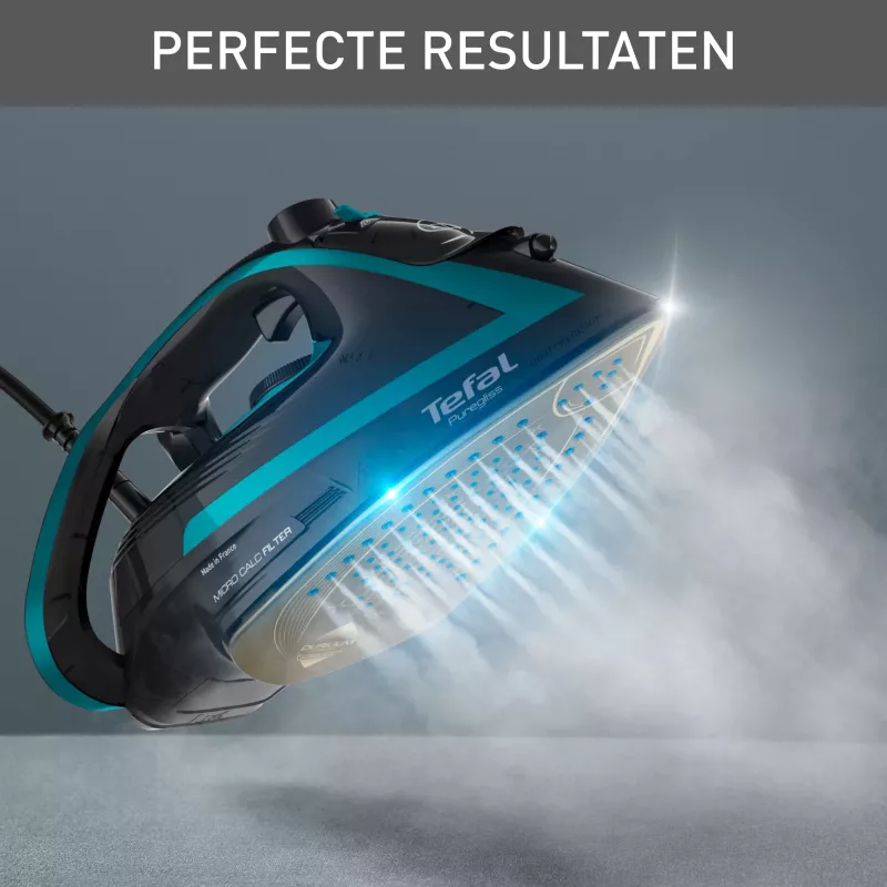 Tefal Puregliss FV8066 Dry & Steam triikraud Durilium AirGlide Autoclean tallaga 3000 W Must, Sinine