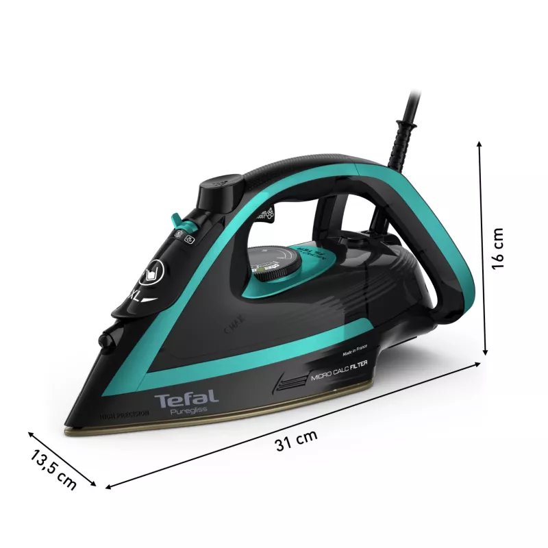 Tefal Puregliss FV8066 Dry & Steam triikraud Durilium AirGlide Autoclean tallaga 3000 W Must, Sinine