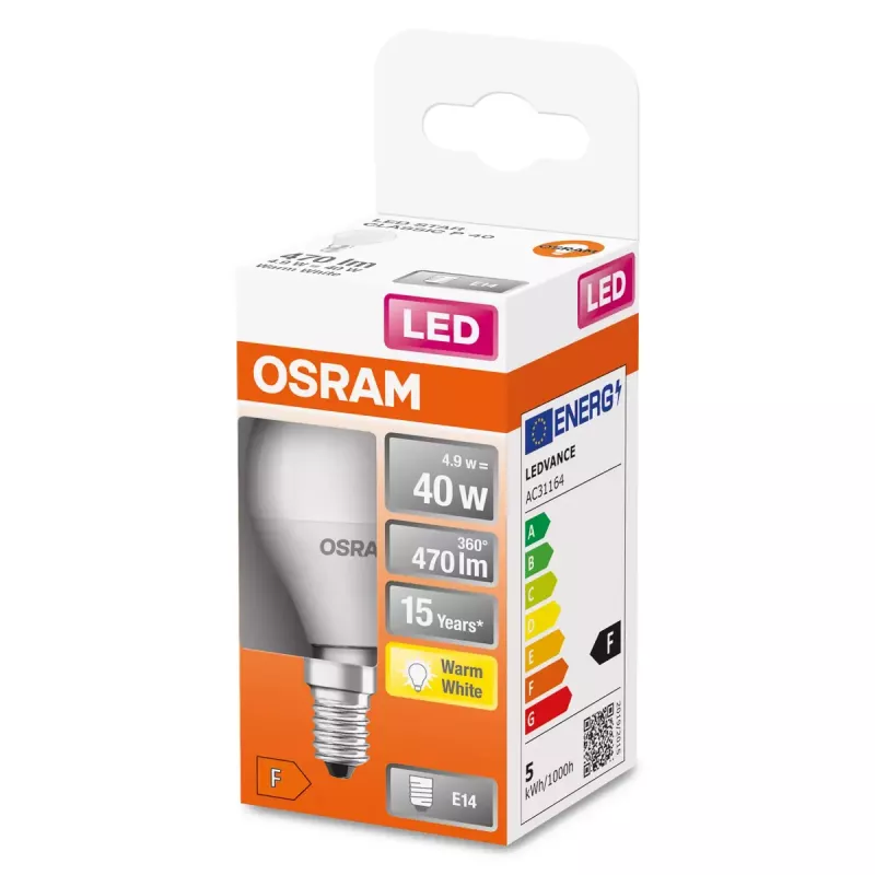 Osram STAR LED pirn 5W E14 Soe valge 2700K 470lm 15000h
