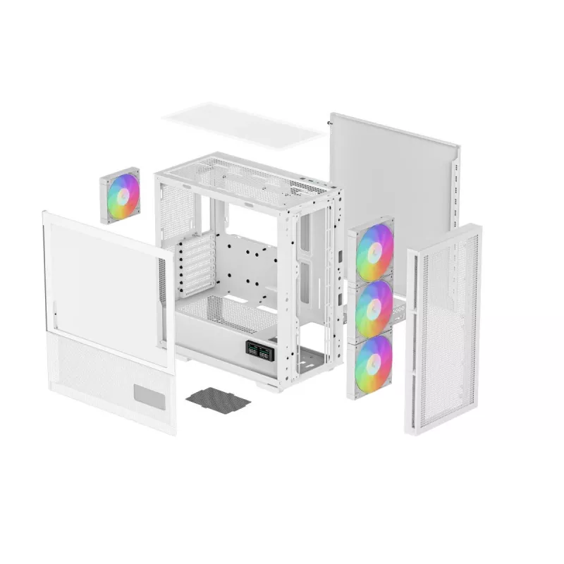 Arvuti korpus DeepCool CH560 DIGITAL WH Midi Tower — valge, EATX/ATX, karastatud klaas, RGB ventilaatorid, USB-C