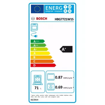 Sisseehitatud ahi Bosch HBG7721W1S, elektriline, pürolüüs