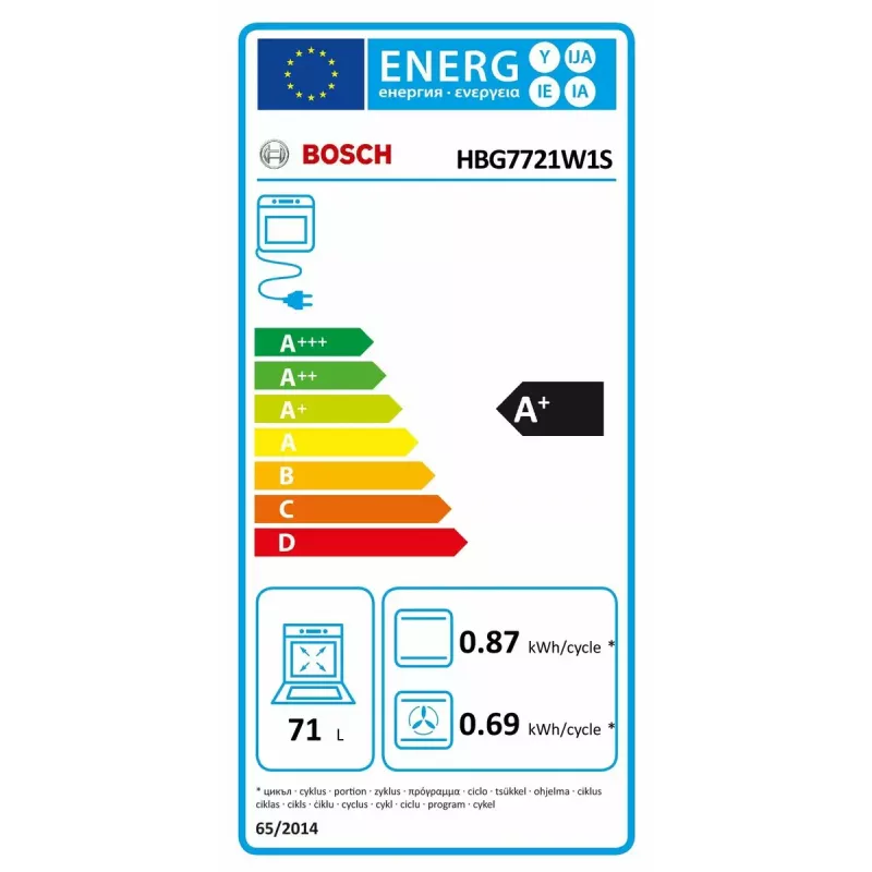Sisseehitatud ahi Bosch HBG7721W1S, elektriline, pürolüüs