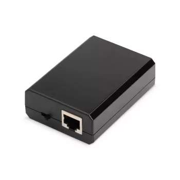 DIGITUS Gigabit PoE+ jaotur, 10/100/1000 Mbps, 24 W sisend: 802.3at PoE, väljund: 5V/2A, 9V/2A, 12V/2A, plastkorpus, must