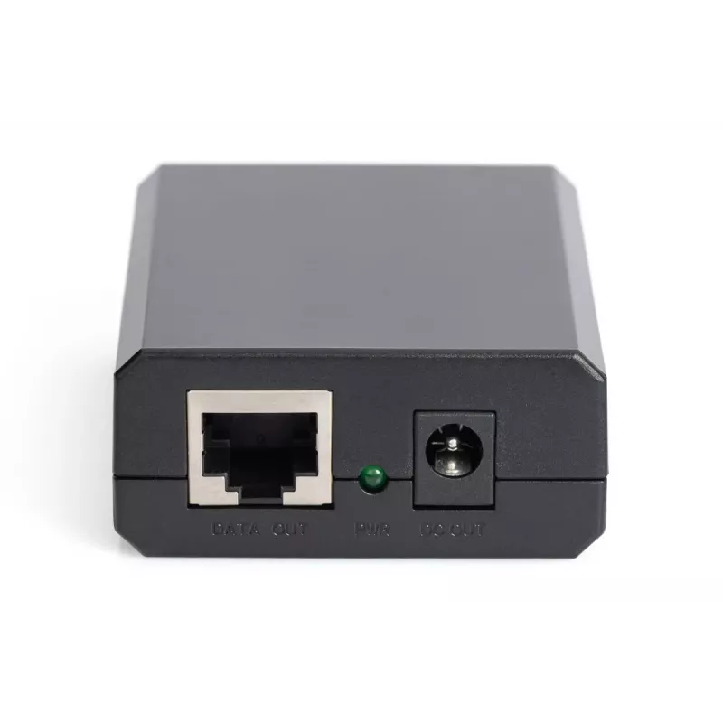 DIGITUS Gigabit PoE+ jaotur, 10/100/1000 Mbps, 24 W sisend: 802.3at PoE, väljund: 5V/2A, 9V/2A, 12V/2A, plastkorpus, must