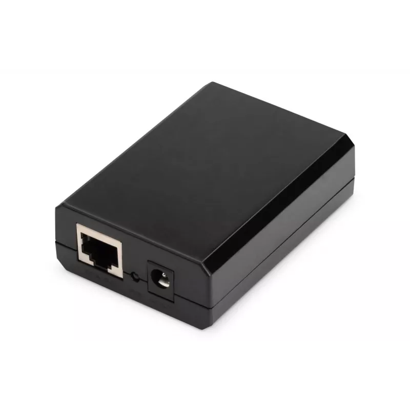 DIGITUS Gigabit PoE+ jaotur, 10/100/1000 Mbps, 24 W sisend: 802.3at PoE, väljund: 5V/2A, 9V/2A, 12V/2A, plastkorpus, must
