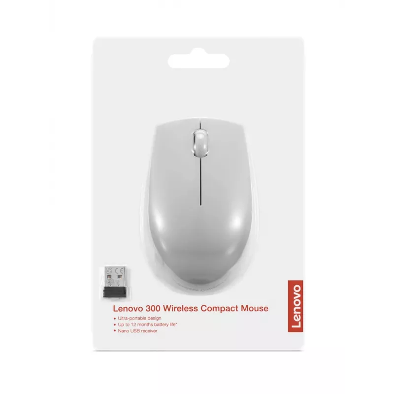 Juhtmevaba Lenovo Compact hiir Arctic Grey — mõlemakäeline, RF-juhtmevaba, 1000 DPI, 3 nuppu, patareitoitel