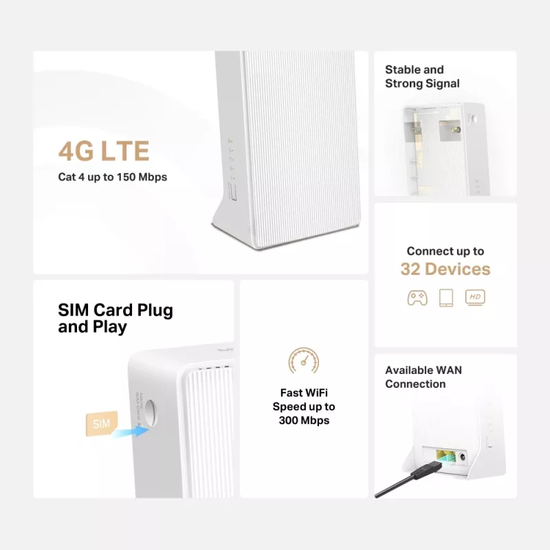 MERCUSYS Mb110-4g traadita ruuter Ethernet ühe ribaga (2,4 GHz) - valge