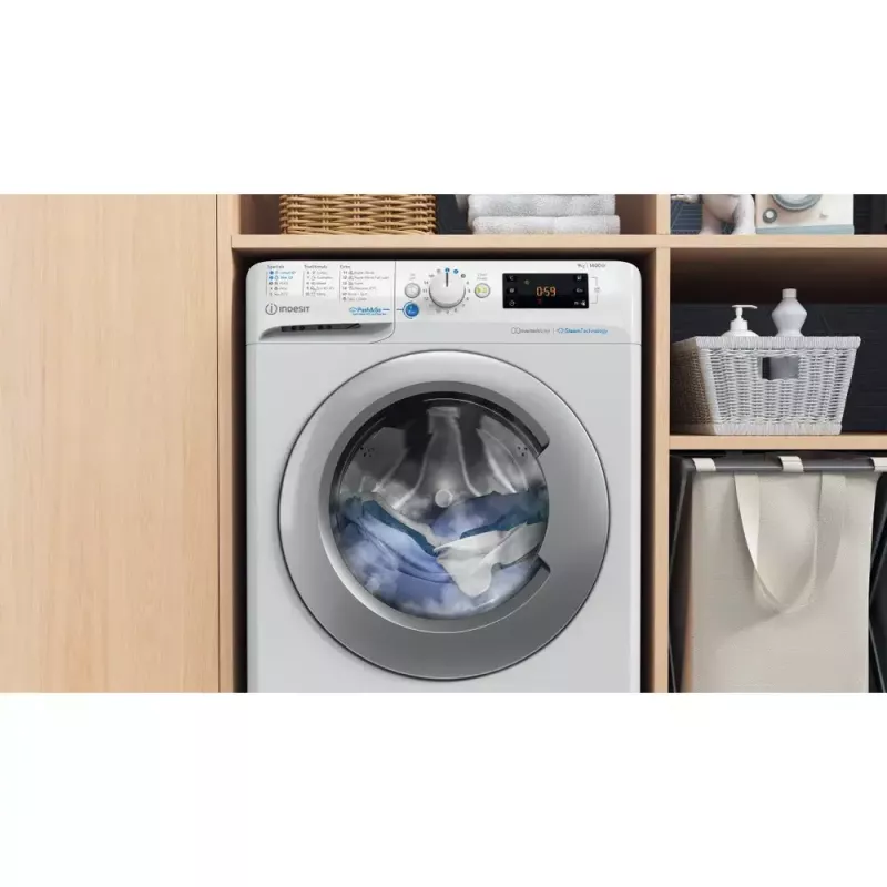 Eestlaetav pesumasin Indesit BWE 91496X WSV EE — 9 kg, 1400 p/min, A energia, valge