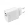 Mobiilseadme laadija FIXED FIXC17N-2U-WH AC kiirlaadimine nutitelefon tahvelarvuti valge