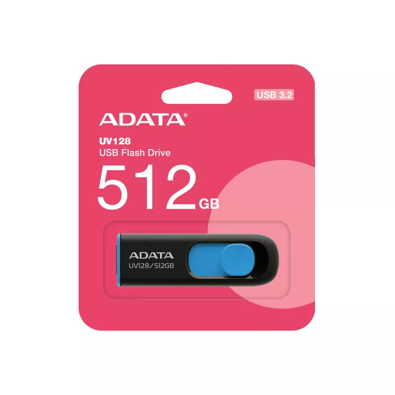 ADATA UV128 USB-mälupulk 512 GB USB Type-A 3.2 Gen 1 (3.1 Gen 1) Must, Sinine
