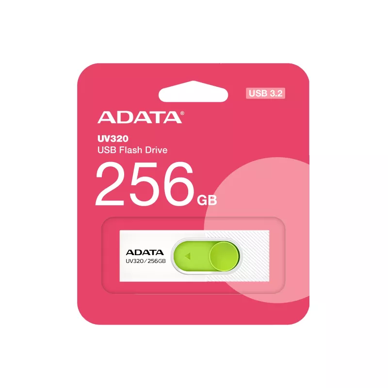 ADATA UV320 USB-mälupulk 256 GB USB Type-A 3.2 Gen 1 (3.1 Gen 1) Roheline, Valge