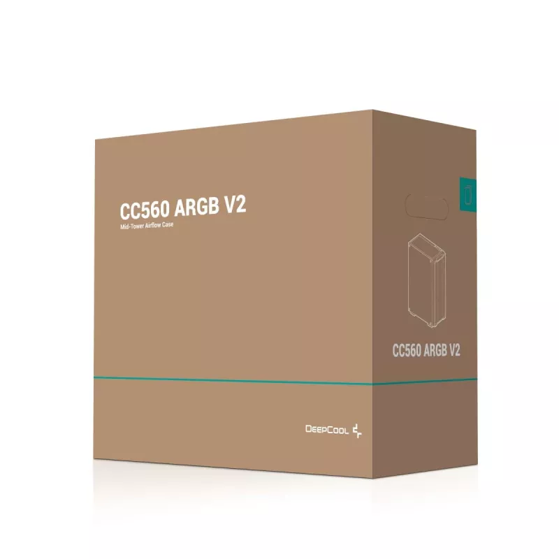 Arvutikorpus DeepCool CC560 ARGB V2 Midi Tower Must — ATX/Micro‑ATX/Mini‑ITX, karastatud klaas, aRGB, toetab kuni 370 mm GPU-d