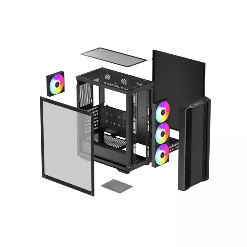 Arvutikorpus DeepCool CC560 ARGB V2 Midi Tower Must — ATX/Micro‑ATX/Mini‑ITX, karastatud klaas, aRGB, toetab kuni 370 mm GPU-d
