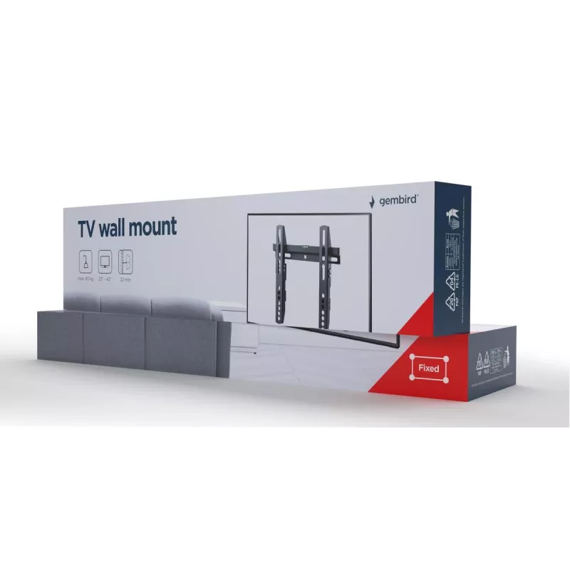 TV-kinnitus Gembird WM-42F-02 Must 40 kg kandevõime 23 kuni 42 tolli