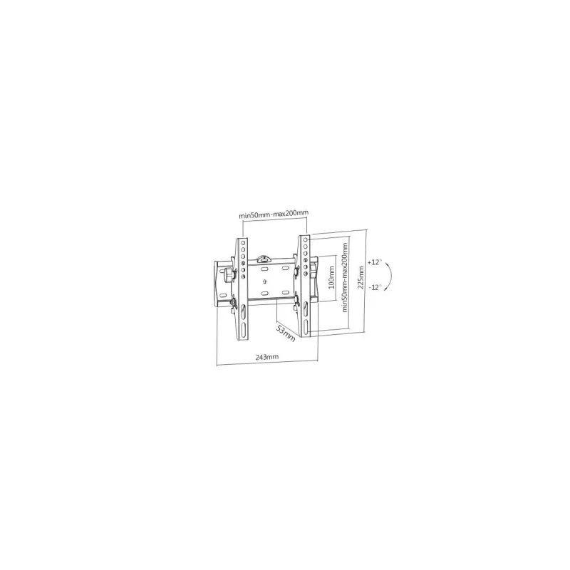 Seinale TV kinnitus Gembird WM-42T-02 23–42-tollistele teleritele, kallutus -12°/+12°, VESA 75x75–200x200, 30 kg, must, 5,3 cm