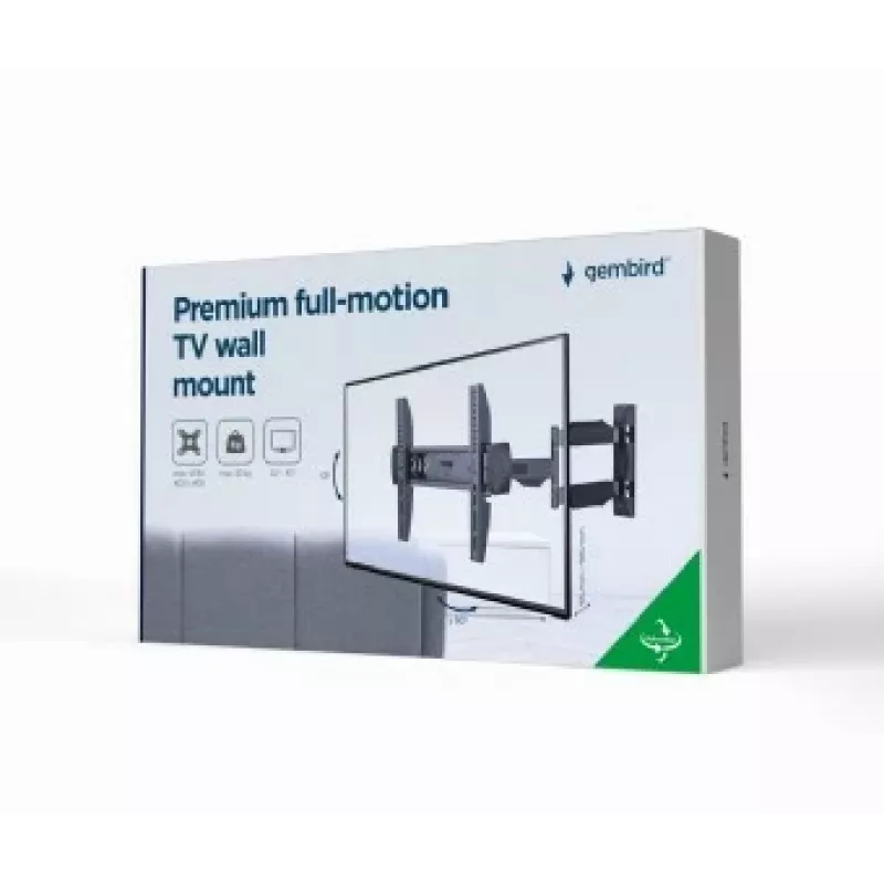 TV-kinnitus Gembird WM-55ST-02 32–55-tollistele ekraanidele, VESA 100x100–400x400, kaldenurk -5°–8°, seinakaugus 6,5–61 cm, 30 kg, must