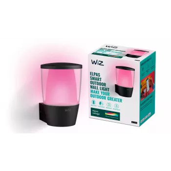 WiZ seinavalgusti ELPAS, nutikas seinavalgusti, Wi-Fi/Bluetooth, must, Wi-Fi 4 (802.11n), 802.11b, 802.11g, LED, metall, plastik