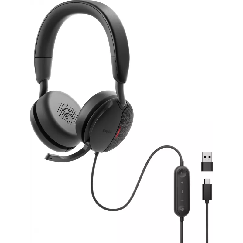 DELL Pro Plus juhtmega ANC-peakomplekt - WH5024, juhtmega, kõned/muusika, 20–20000 Hz, 189 g, peakomplekt, must