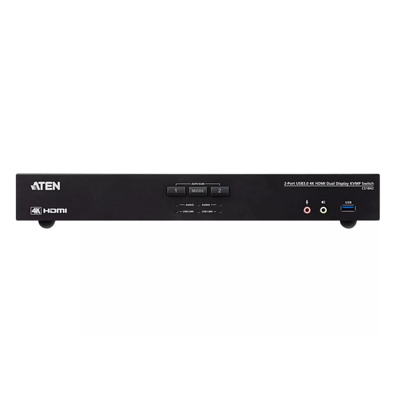ATEN 2-Port USB 3.0 4K HDMI Dual Display KVMP™ lüliti, 4096 x 2160 pikslit, 4K Ultra HD, 3,17 W, Must