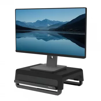 Fellowes arvuti monitori alus kolme kõrguse reguleerimisega - Breyta monitori tõstuk kaablihaldusega - ergonoomiline reguleeritav monitori alus arvutitele - maksimaalne kaal 15 kg - must