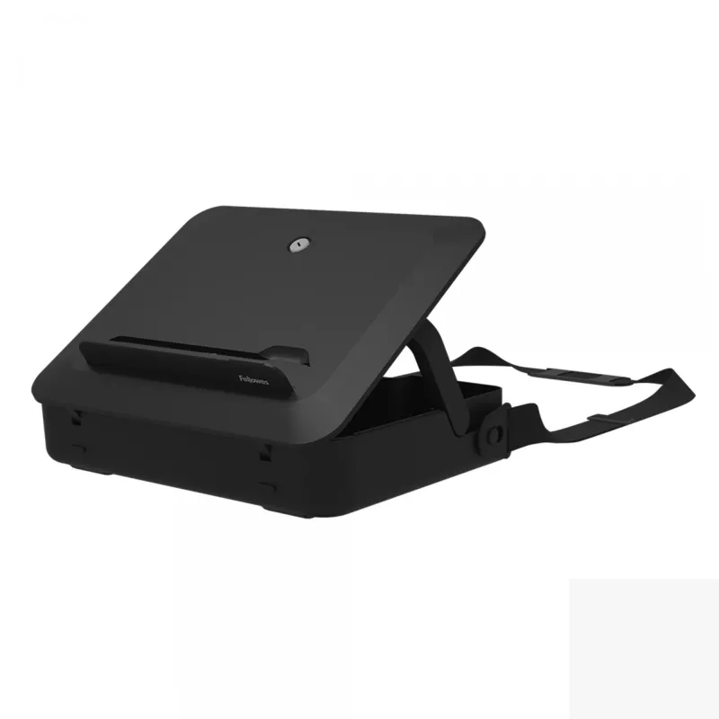 Fellowes Breyta lukustatav sülearvutikott koos sisseehitatud sülearvutialusega – hübriidtööks ja kuni 14-tollistele/4 kg sülearvutitele – must