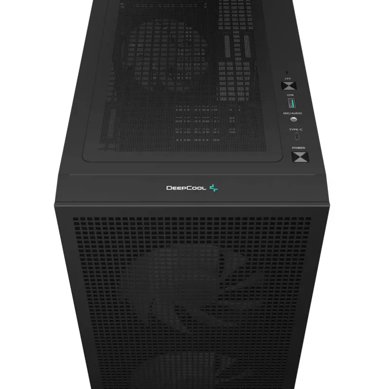 Arvuti korpus DeepCool CH360 DIGITAL Micro Tower, karastatud klaas, microATX/Mini-ITX, ees 2x140mm, sisseehitatud ekraan, USB-C