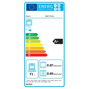 Sisseehitatud ahi Bosch Serie 8 HBG7721B1 — elektriline 71 L, pürolüütiline puhastus, puutetundlik juhtimine, Wi‑Fi, halogeenlamp, must