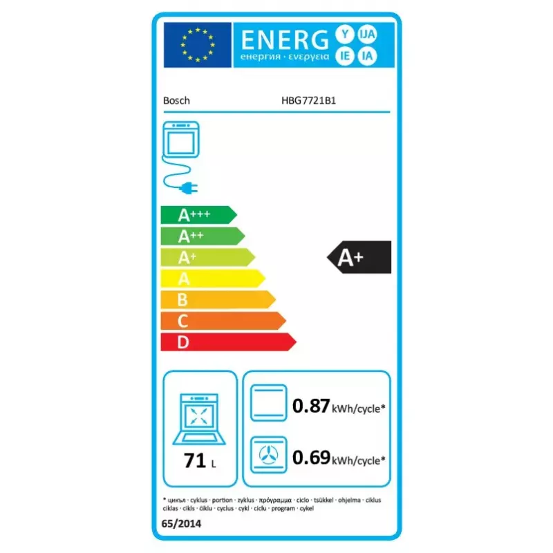 Sisseehitatud ahi Bosch Serie 8 HBG7721B1 — elektriline 71 L, pürolüütiline puhastus, puutetundlik juhtimine, Wi‑Fi, halogeenlamp, must