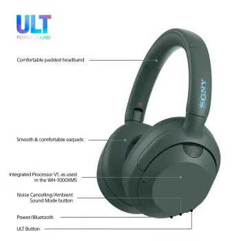 Sony ULT WEAR - Juhtmeta Bluetooth kõrvaklapid ULT POWER SOUND, sügava bassi, mürasummutusega, selge kõnekvaliteediga, kuni 30 tundi aku kestvust, iOS & Android