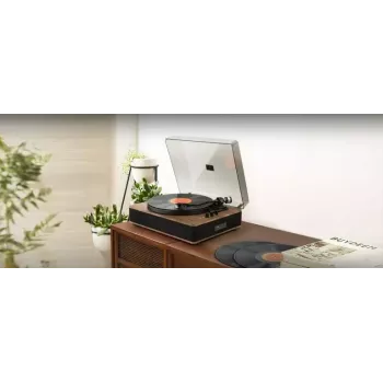 Heliplaadimängija Muse MT-107 BTO — automaatne 2 kõlariga vinüülplaadimängija, 33/45 RPM, 10 W RMS, 2,5 mm kõrvaklapiühendus