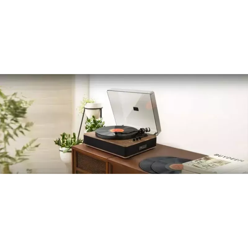 Heliplaadimängija Muse MT-107 BTO — automaatne 2 kõlariga vinüülplaadimängija, 33/45 RPM, 10 W RMS, 2,5 mm kõrvaklapiühendus