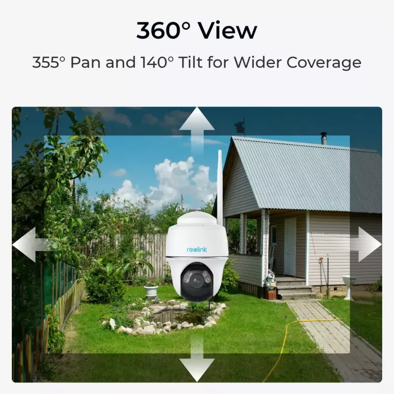IP turvakaamera Reolink Argus Series B430 — 5 MP, juhtmevaba, aku/päikeseenergia 6000 mAh, kuppel, sise-/välistingimustesse, PIR, 355° pööre, 140° kallutus