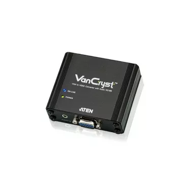 ATEN VGA-HDMI heli/videomuundur, must, metall, 1920 x 1080 pikslit, 1920 x 1080 pikslit, 1080p, 16:9