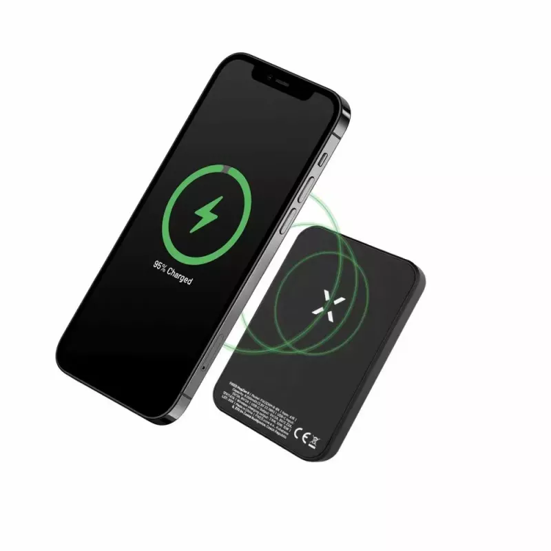 Kaasaskantav akupank FIXED MagZen 6000 mAh — must, USB-väljund nutitelefonidele ja tahvelarvutitele