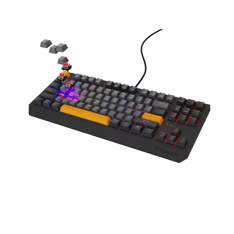GENESIS Thor 230 TKL klaviatuur Gaming USB + RF Wireless + Bluetooth QWERTY Must, Hall, Oranž