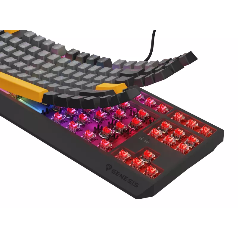 GENESIS Thor 230 TKL klaviatuur Gaming USB + RF Wireless + Bluetooth QWERTY Must, Hall, Oranž