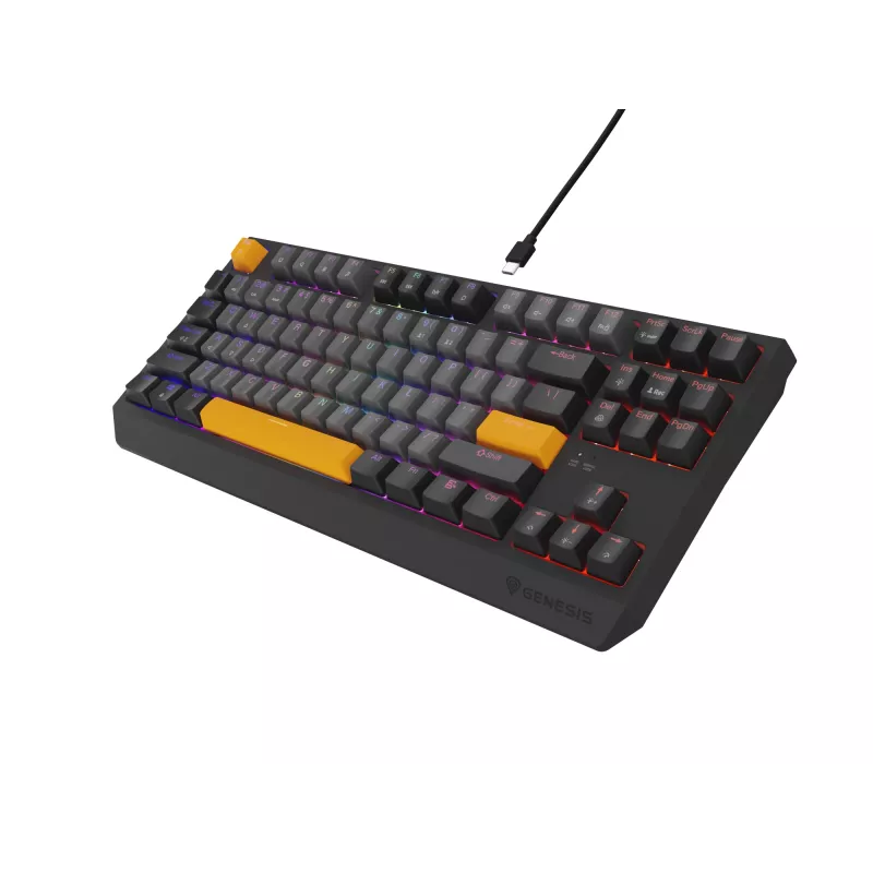 GENESIS Thor 230 TKL klaviatuur Gaming USB + RF Wireless + Bluetooth QWERTY Must, Hall, Oranž