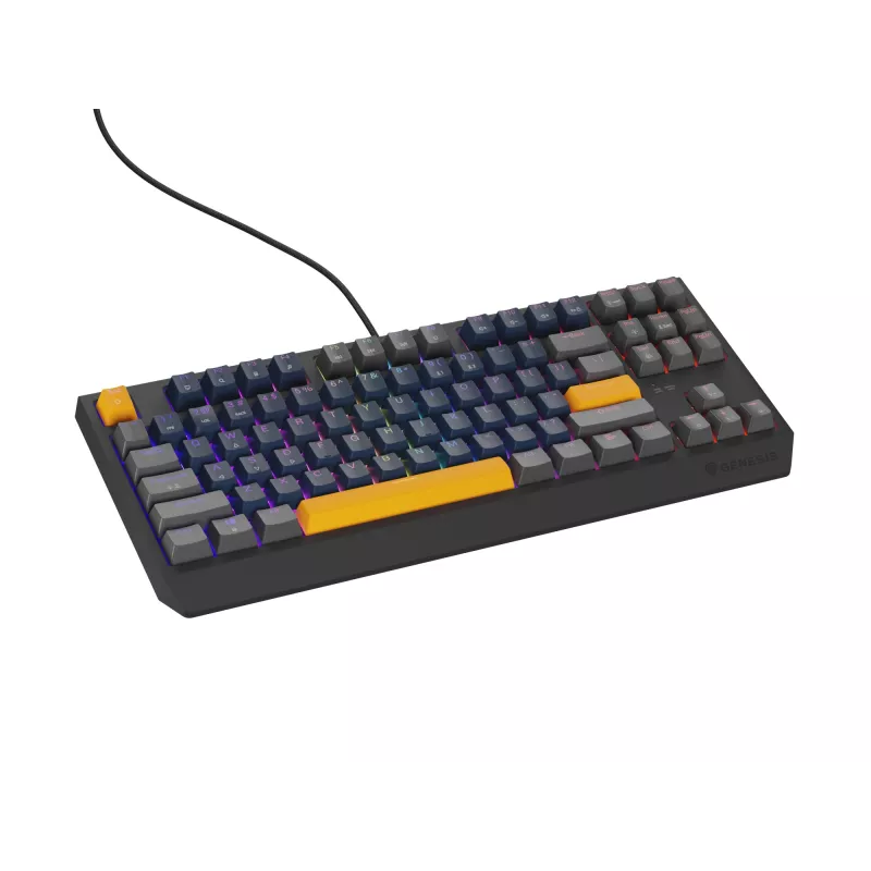 GENESIS THOR 230 TKL klaviatuur Mängu USB + RF Juhtmevaba + Bluetooth QWERTY Must, Sinine, Hall, Oranž