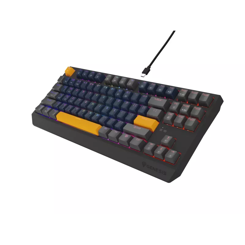 GENESIS THOR 230 TKL klaviatuur Mängu USB + RF Juhtmevaba + Bluetooth QWERTY Must, Sinine, Hall, Oranž