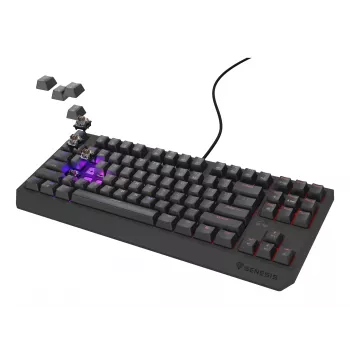 Mehaaniline mänguklaviatuur Genesis Thor 230 TKL — Tenkeyless, US QWERTY, Outemu Brown lülitid, RGB, 1000 Hz, USB